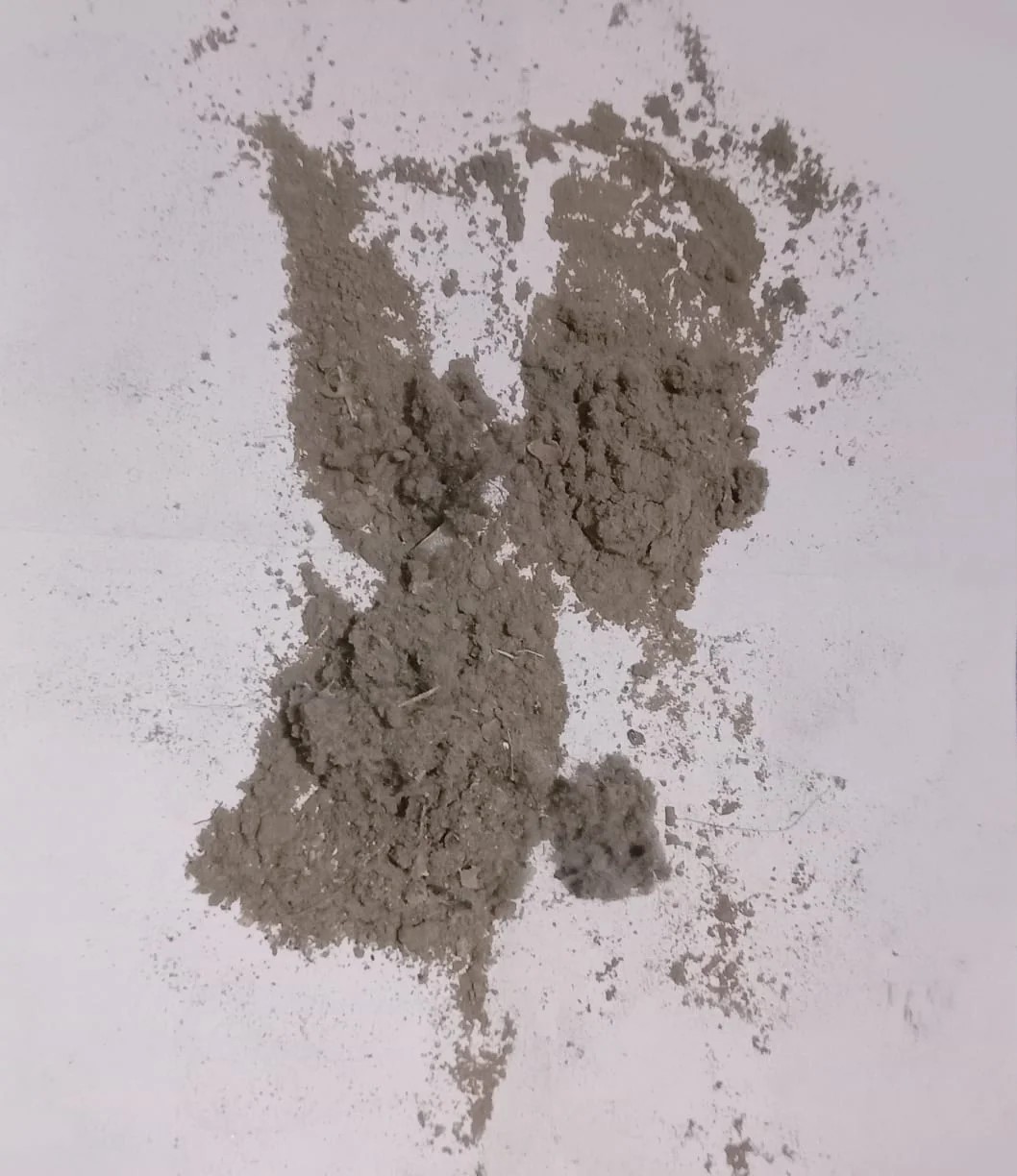 Dust, dead skin cells and allergens extracted from one mattress — spread on white paper as proof
